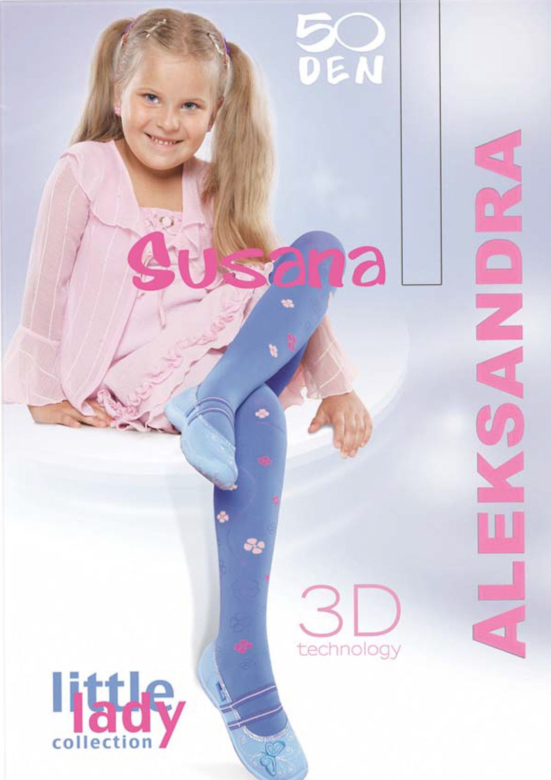 Girls Tights 50 Denier Opaque 3D Flower Pattern By Aleksandra "SUSANA"