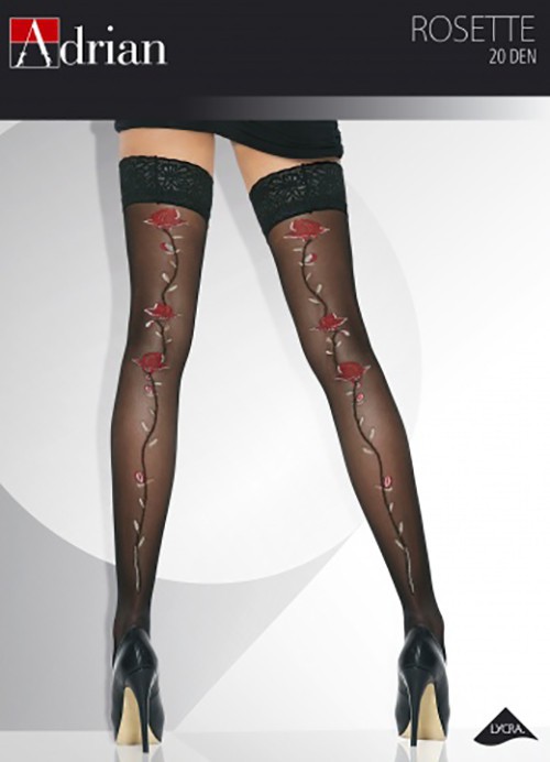 Ladies Hold-ups Stockings ROSETTE Elastic Lace Summer Collection Hosiery